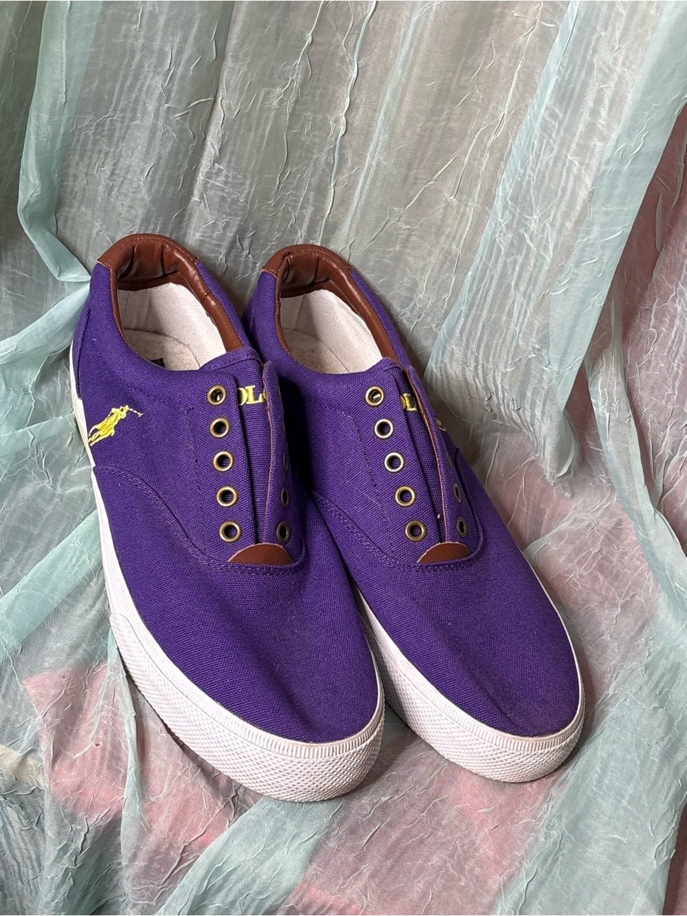 Ralph Lauren Purple Canvas Slip-On Men's Sneakers